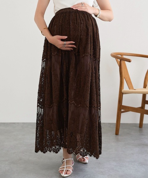 KOBE LETTUCE(コウベレタス)の「総レースフレアマキシスカート(スカート・レディース・アイボリー/ブラウン/ブラック・M)」の22枚目の写真