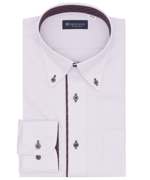 TOKYO SHIRTS(トウキョウシャツ)の「形態安定ノンアイロン ボタンダウン 長袖ストレッチビジネスワイシャツ(ビジネスシャツ・メンズ・パープル・首回り39cm-裄丈80cm/首回り39cm-裄丈84cm/首回り41cm-裄丈82cm/首回り41cm-裄丈86cm/首回り42cm-裄丈82cm/首回り42cm-裄丈86cm/首回り43cm-裄丈82cm/首回り43cm-裄丈86cm)」の1枚目の写真