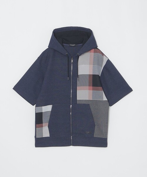 BLACK LABEL CRESTBRIDGE(ブラックレーベル・クレストブリッジ)の「【予約販売】カラミチェックパッチワークフーディー(パーカー・メンズ・ライトグレー/チャコールグレー/ネイビー・LL/L/M/S)」の3枚目の写真