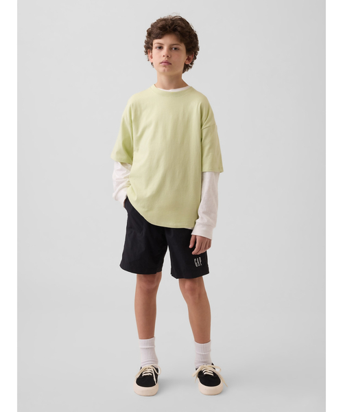 GAP（ギャップ）の「リラックスフィット ナイロン プルオンショートパンツ (キッズ)（その他パンツ・キッズ・グレー/ブラック/ピンク/ベージュ・110cm/120cm/130cm/140cm/150cm/160cm）」の14枚目の写真