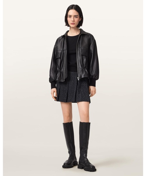 ALLSAINTS(オールセインツ)の「VIOLA LEOPARD PRINT PLEATED MINI SKIRT | VIOLA レオパード プリント プリーツ ミニ スカート(スカート・レディース・ブラック系その他・4/6/8/10)」の1枚目の写真