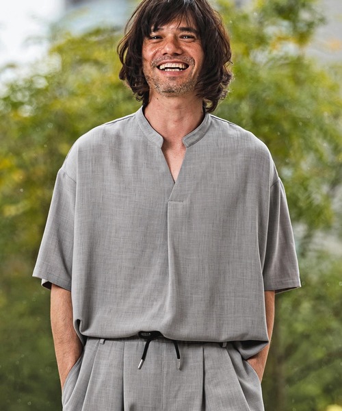 CAMBIO(カンビオ)の「mhs2630- Band Skipper Collar Short Sleeve Pullover バンドスキッパーカラー半袖シャツ(S69926cmb)(シャツ/ブラウス・メンズ・ネイビー/チャコール/ブラック/グレー・L/M/S)」の3枚目の写真