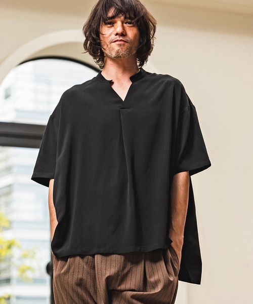 mhs2630- Band Skipper Collar Short Sleeve Pullover バンドスキッパーカラー半袖シャツ(S69926cmb)