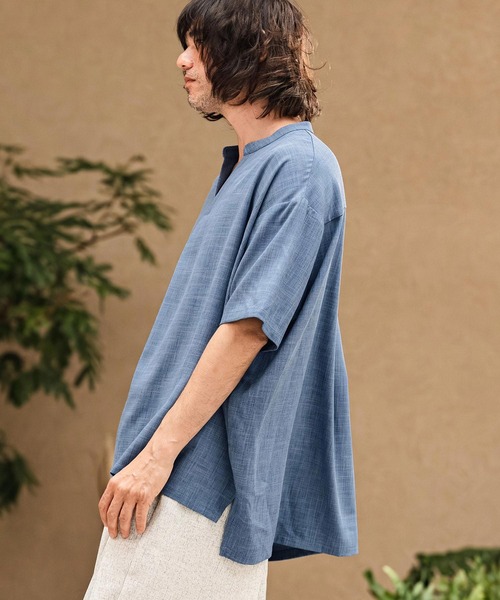 CAMBIO(カンビオ)の「mhs2630- Band Skipper Collar Short Sleeve Pullover バンドスキッパーカラー半袖シャツ(S69926cmb)(シャツ/ブラウス・メンズ・ネイビー/チャコール/ブラック/グレー・L/M/S)」の8枚目の写真