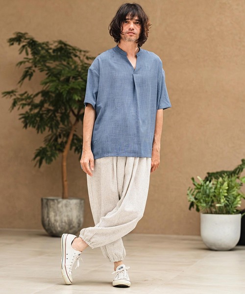 CAMBIO(カンビオ)の「mhs2630- Band Skipper Collar Short Sleeve Pullover バンドスキッパーカラー半袖シャツ(S69926cmb)(シャツ/ブラウス・メンズ・ネイビー/チャコール/ブラック/グレー・L/M/S)」の9枚目の写真