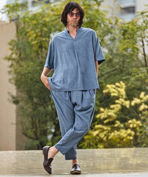 CAMBIO(カンビオ)の「mhs2630- Band Skipper Collar Short Sleeve Pullover バンドスキッパーカラー半袖シャツ(S69926cmb)(シャツ/ブラウス・メンズ・ネイビー/チャコール/ブラック/グレー・L/M/S)」の11枚目の写真