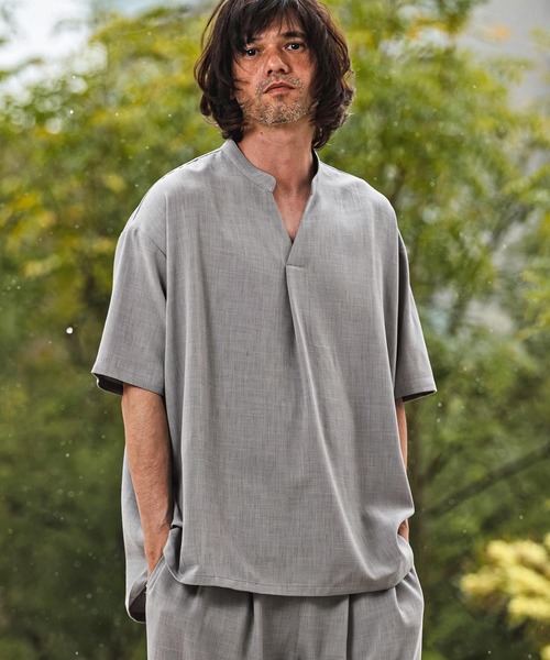 CAMBIO(カンビオ)の「mhs2630- Band Skipper Collar Short Sleeve Pullover バンドスキッパーカラー半袖シャツ(S69926cmb)(シャツ/ブラウス・メンズ・ネイビー/チャコール/ブラック/グレー・L/M/S)」の13枚目の写真