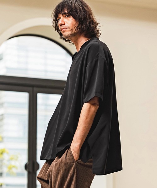 CAMBIO(カンビオ)の「mhs2630- Band Skipper Collar Short Sleeve Pullover バンドスキッパーカラー半袖シャツ(S69926cmb)(シャツ/ブラウス・メンズ・ネイビー/チャコール/ブラック/グレー・L/M/S)」の20枚目の写真
