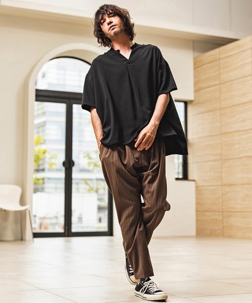 CAMBIO(カンビオ)の「mhs2630- Band Skipper Collar Short Sleeve Pullover バンドスキッパーカラー半袖シャツ(S69926cmb)(シャツ/ブラウス・メンズ・ネイビー/チャコール/ブラック/グレー・L/M/S)」の21枚目の写真