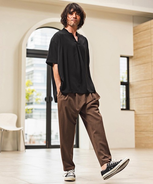 CAMBIO(カンビオ)の「mhs2630- Band Skipper Collar Short Sleeve Pullover バンドスキッパーカラー半袖シャツ(S69926cmb)(シャツ/ブラウス・メンズ・ネイビー/チャコール/ブラック/グレー・L/M/S)」の22枚目の写真