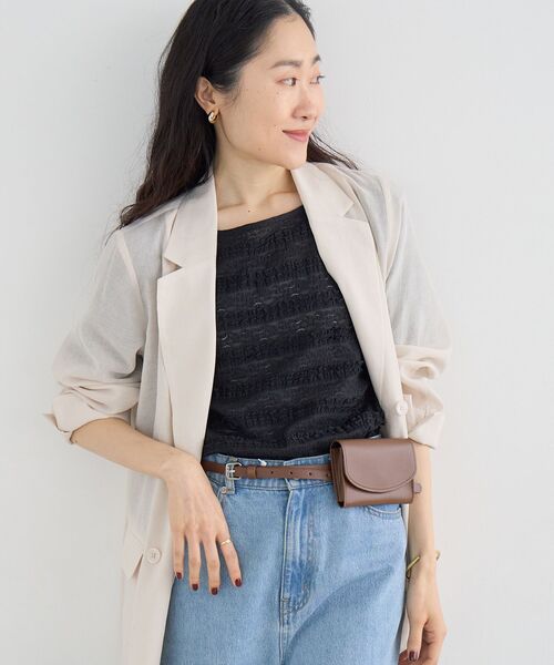 le.coeur blanc（ルクールブラン）の「レーシーフリルカットソー（Tシャツ/カットソー・レディース・オフホワイト/ブラック・38）」の7枚目の写真