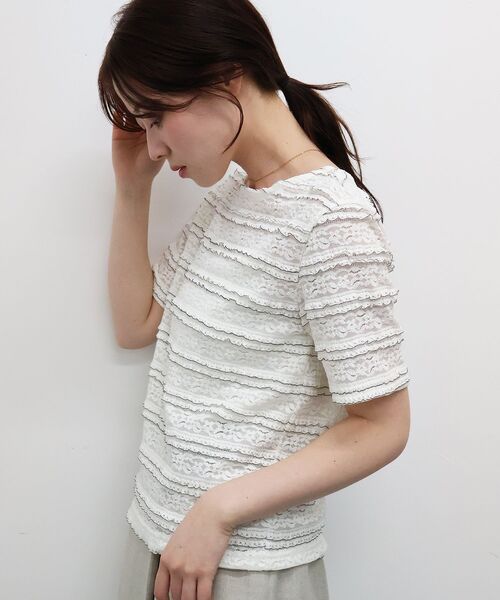le.coeur blanc（ルクールブラン）の「レーシーフリルカットソー（Tシャツ/カットソー・レディース・オフホワイト/ブラック・38）」の22枚目の写真
