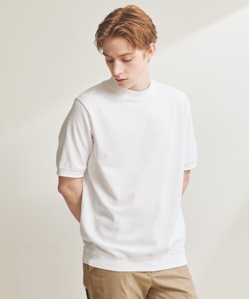 ABAHOUSE GRAY(アバハウスグレイ)の「【SMART CLOSET/WEB限定】シルキータッチ モックネック 半袖Tシャツ(Tシャツ/カットソー・メンズ・グレイッシュブルー/ブラック/グレイッシュベージュ/ホワイト・46/48)」の1枚目の写真