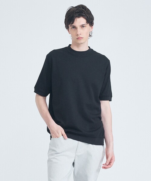 ABAHOUSE GRAY(アバハウスグレイ)の「【SMART CLOSET/WEB限定】シルキータッチ モックネック 半袖Tシャツ(Tシャツ/カットソー・メンズ・グレイッシュブルー/ブラック/グレイッシュベージュ/ホワイト・46/48)」の2枚目の写真