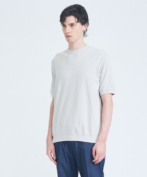 ABAHOUSE GRAY(アバハウスグレイ)の「【SMART CLOSET/WEB限定】シルキータッチ モックネック 半袖Tシャツ(Tシャツ/カットソー・メンズ・グレイッシュブルー/ブラック/グレイッシュベージュ/ホワイト・46/48)」の9枚目の写真