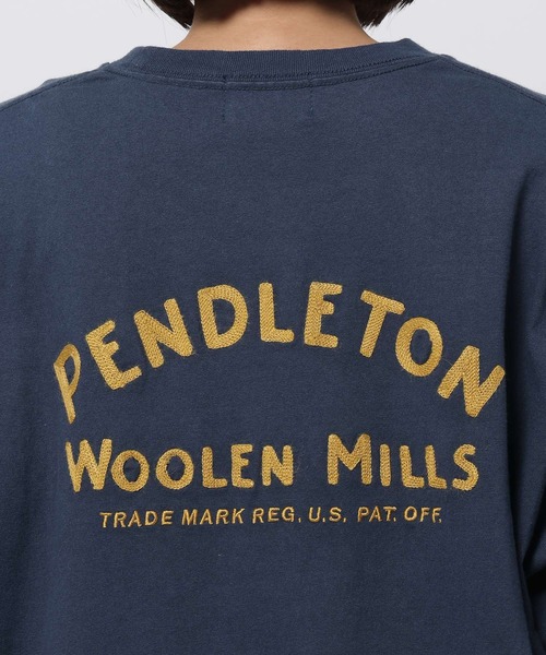 PENDLETON(ペンドルトン)の「【PENDLETON(ペンドルトン)】別注刺繍Tシャツ(Tシャツ/カットソー・レディース・ホワイト/ネイビー・LARGE/MEDIUM)」の5枚目の写真