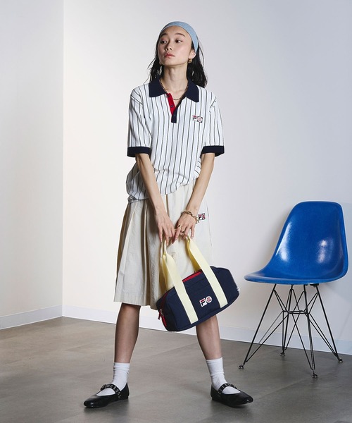 FILA(フィラ)の「(FILAⅹROSEBUD)KNITTED POLO SHIRT(ポロシャツ・レディース・ホワイト/ネイビー・ONE SIZE)」の6枚目の写真