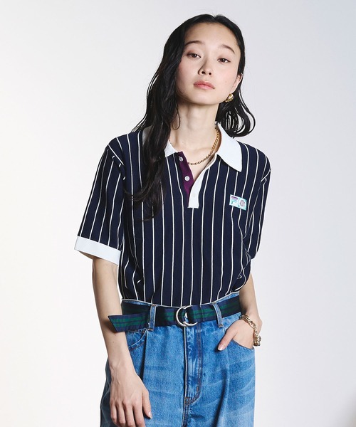 FILA(フィラ)の「(FILAⅹROSEBUD)KNITTED POLO SHIRT(ポロシャツ・レディース・ホワイト/ネイビー・ONE SIZE)」の11枚目の写真