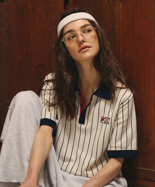 FILA(フィラ)の「(FILAⅹROSEBUD)KNITTED POLO SHIRT(ポロシャツ・レディース・ホワイト/ネイビー・ONE SIZE)」の20枚目の写真