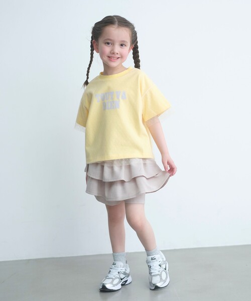 green label relaxing(グリーンレーベルリラクシング)の「チュール ドッキング Tシャツ / キッズ 100cm-130cm(Tシャツ/カットソー・キッズ・ライトピンク/イエロー・130cm/100cm/120cm/110cm)」の3枚目の写真