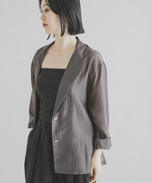THE GOODLAND MARKET(ザグッドランドマーケット)の「『別注』MIDIUMISOLID×THE GOODLAND MARKET sheer shirt jacket(その他アウター・レディース・オレンジ/チャコールグレー/ライトブルー・FREE)」の11枚目の写真