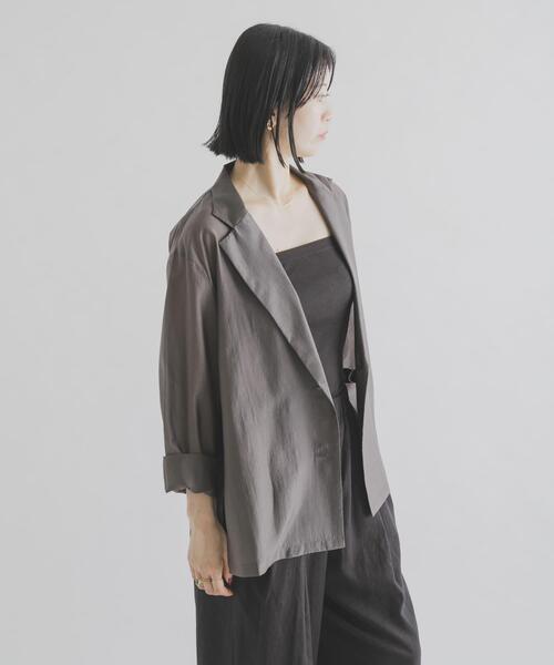 THE GOODLAND MARKET(ザグッドランドマーケット)の「『別注』MIDIUMISOLID×THE GOODLAND MARKET sheer shirt jacket(その他アウター・レディース・オレンジ/チャコールグレー/ライトブルー・FREE)」の12枚目の写真
