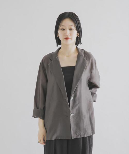 THE GOODLAND MARKET(ザグッドランドマーケット)の「『別注』MIDIUMISOLID×THE GOODLAND MARKET sheer shirt jacket(その他アウター・レディース・オレンジ/チャコールグレー/ライトブルー・FREE)」の13枚目の写真