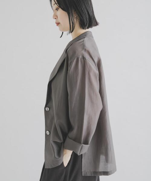 THE GOODLAND MARKET(ザグッドランドマーケット)の「『別注』MIDIUMISOLID×THE GOODLAND MARKET sheer shirt jacket(その他アウター・レディース・オレンジ/チャコールグレー/ライトブルー・FREE)」の14枚目の写真