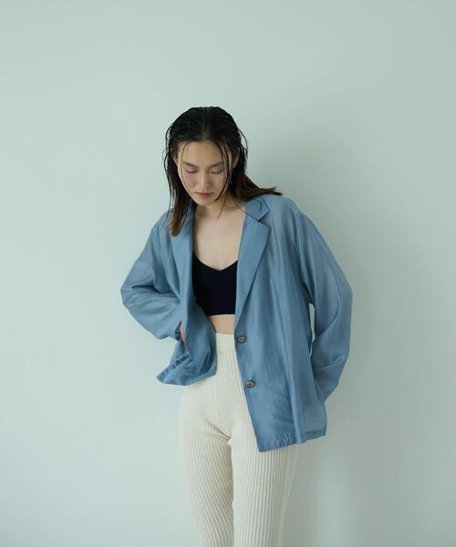 THE GOODLAND MARKET(ザグッドランドマーケット)の「『別注』MIDIUMISOLID×THE GOODLAND MARKET sheer shirt jacket(その他アウター・レディース・オレンジ/チャコールグレー/ライトブルー・FREE)」の21枚目の写真