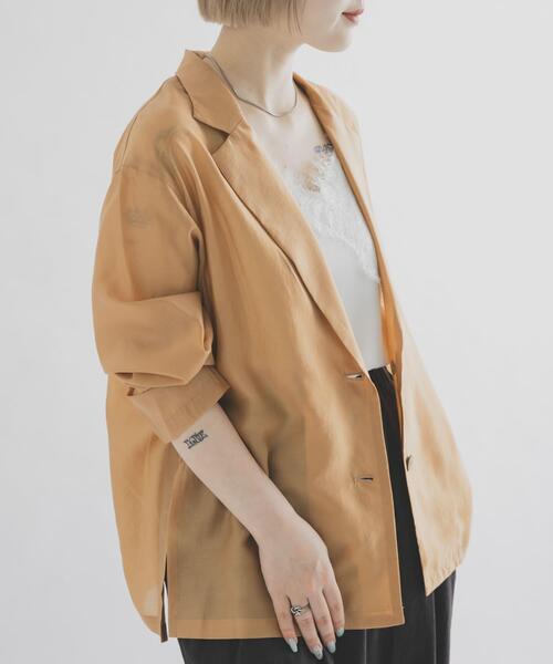 THE GOODLAND MARKET(ザグッドランドマーケット)の「『別注』MIDIUMISOLID×THE GOODLAND MARKET sheer shirt jacket(その他アウター・レディース・オレンジ/チャコールグレー/ライトブルー・FREE)」の20枚目の写真