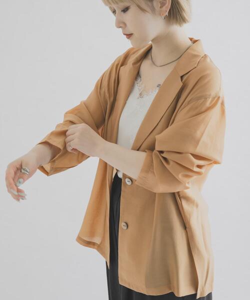 THE GOODLAND MARKET(ザグッドランドマーケット)の「『別注』MIDIUMISOLID×THE GOODLAND MARKET sheer shirt jacket(その他アウター・レディース・オレンジ/チャコールグレー/ライトブルー・FREE)」の21枚目の写真