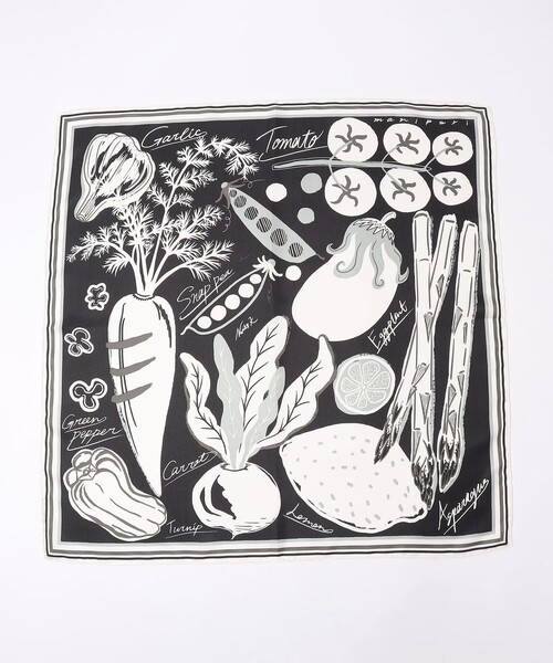 manipuri(マニプリ)の「manipuri VEGETABLES シルクスカーフ(バンダナ/スカーフ・レディース・ブラック系その他/ライトブルー・FREE)」の9枚目の写真