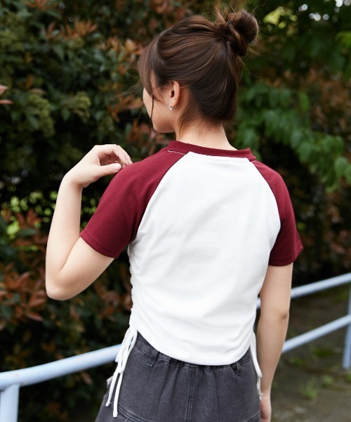 GORGE(ゴージ)の「《ダメージスター×ロゴ》ドロストカットソー/Y2K/春夏/全3色(Tシャツ/カットソー・レディース・レッド/ブラック/グレー・F)」の6枚目の写真