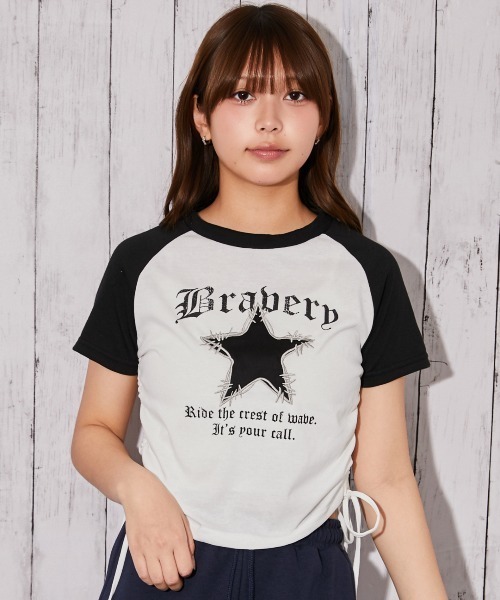 GORGE(ゴージ)の「《ダメージスター×ロゴ》ドロストカットソー/Y2K/春夏/全3色(Tシャツ/カットソー・レディース・レッド/ブラック/グレー・F)」の12枚目の写真