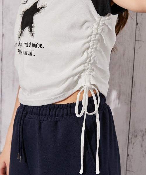 GORGE(ゴージ)の「《ダメージスター×ロゴ》ドロストカットソー/Y2K/春夏/全3色(Tシャツ/カットソー・レディース・レッド/ブラック/グレー・F)」の19枚目の写真