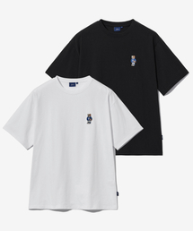 [2PACK] エンブロイダリーダン半袖Tシャツ ホワイト/ブラック