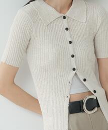 GALLEST（ギャレスト）の「ハーフスリーブポロニットカーデ（カーディガン/ボレロ）」