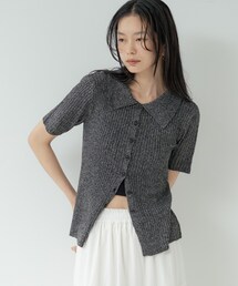 ハーフスリーブポロニットカーデ