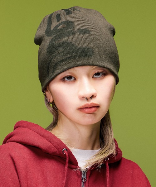 HEAVY DISTRESSED LOGO BEANIE（ニットキャップ/ビーニー）｜X-girl