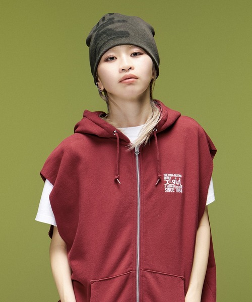 HEAVY DISTRESSED LOGO BEANIE（ニットキャップ/ビーニー）｜X-girl