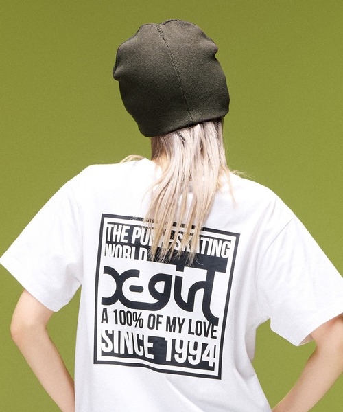 X-girl(エックスガール)の「HEAVY DISTRESSED LOGO BEANIE(ニットキャップ/ビーニー・レディース・ブラック/オリーブ・ONE SIZE)」の7枚目の写真