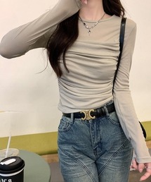 フロントギャザー レイヤード風 シーア トップス