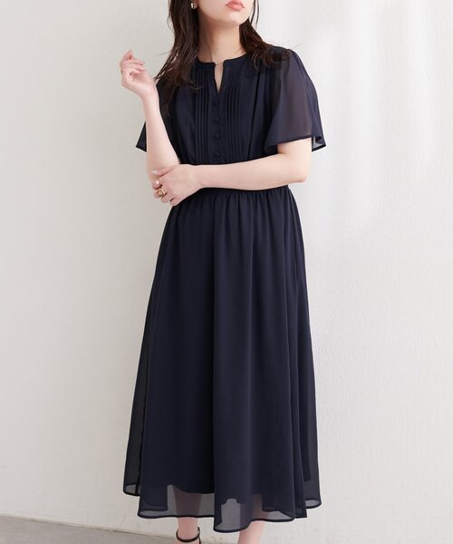 natural couture(ナチュラルクチュール)の「ピンタックフレア袖ワンピース(ワンピース・レディース・その他3/その他2/その他1/ネイビー/ラベンダー・FREE)」の2枚目の写真