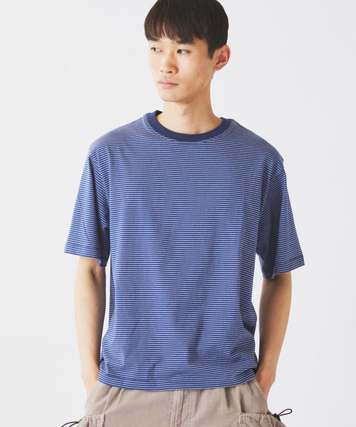 JOURNAL STANDARD relume（ジャーナルスタンダード　レリューム）の「マイクロ マルチボーダー Tシャツ（Tシャツ/カットソー・メンズ・ネイビー/ベージュ/ブラック・MEDIUM/LARGE）」の10枚目の写真
