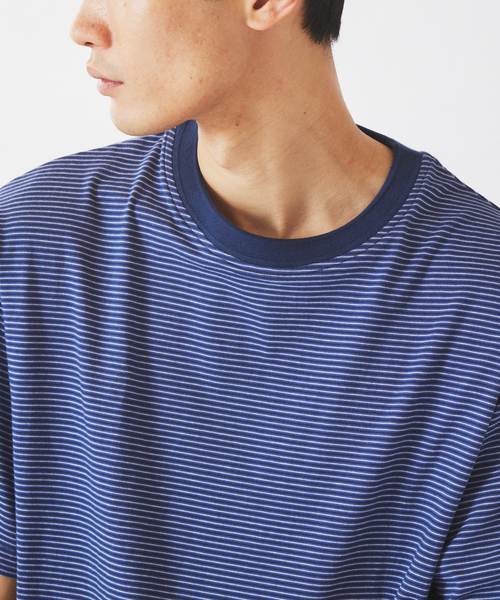 JOURNAL STANDARD relume（ジャーナルスタンダード　レリューム）の「マイクロ マルチボーダー Tシャツ（Tシャツ/カットソー・メンズ・ネイビー/ベージュ/ブラック・MEDIUM/LARGE）」の11枚目の写真
