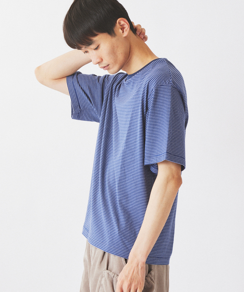 JOURNAL STANDARD relume（ジャーナルスタンダード　レリューム）の「マイクロ マルチボーダー Tシャツ（Tシャツ/カットソー・メンズ・ネイビー/ベージュ/ブラック・MEDIUM/LARGE）」の12枚目の写真