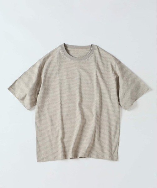 JOURNAL STANDARD relume（ジャーナルスタンダード　レリューム）の「マイクロ マルチボーダー Tシャツ（Tシャツ/カットソー・メンズ・ネイビー/ベージュ/ブラック・MEDIUM/LARGE）」の3枚目の写真