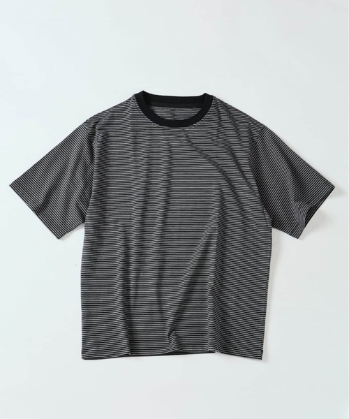 JOURNAL STANDARD relume（ジャーナルスタンダード　レリューム）の「マイクロ マルチボーダー Tシャツ（Tシャツ/カットソー・メンズ・ネイビー/ベージュ/ブラック・MEDIUM/LARGE）」の2枚目の写真