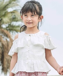 BeBe | 2wayオフショルフリルカラーノースリーブペプラムブラウス(100~160cm)(シャツ/ブラウス)