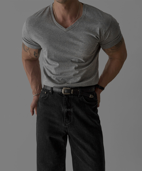 BOWLOW PRODUCT（バウロープロダクト）の「コットンVネックマッスルTシャツ[グレー]（Tシャツ/カットソー・メンズ・その他・MEDIUM/LARGE/X-LARGE）」の4枚目の写真